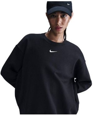 Nike Sweatshirt W Nsw Phnx Flc Os Long Crew Oversize Passform, Aus Baumwolle Und Polyester, Für Erwachsene - Schwarz