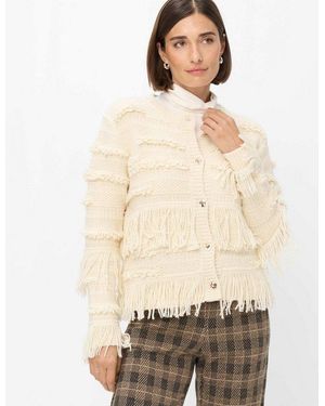 Brax Cardigan Style Amelie Fancy Knit: Cardigan Im Baumwolle-Wollmix - Natur