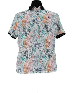 Mode Monte Carlo Poloshirt Polo-Shirt Knopf beige mit grün - Blau