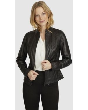 Bugatti Lederjacke Bulady-106 (1-St) Mit Ziernähten - Schwarz