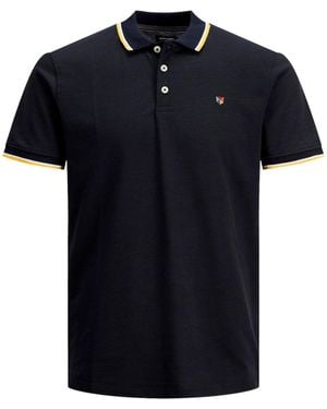 Jack & Jones Poloshirt JPRBLUWIN Polo SS Noos mit farblich abgesetzten Streifen am Kragen - Schwarz