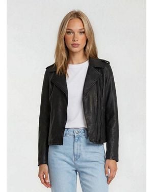 trueprodigy Lederjacke Taja Doppelreihiger Asymmetrischer Reißverschluss - Schwarz