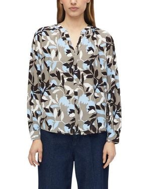 S.oliver Langarmbluse Im Tunika-Look Und Mit Floralem Muster - Blau