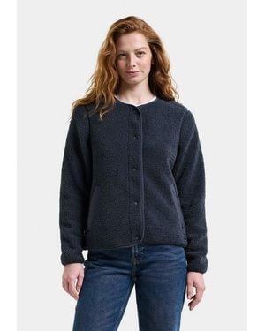 Didriksons Fleecejacke Damen Pile Teddy Selma Mit Taschen - Blau