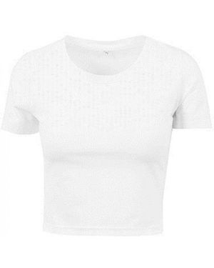 Build Your Brand Rundhalsshirt Cropped Tee / Single Jersey / Kurz geschnitten - Weiß