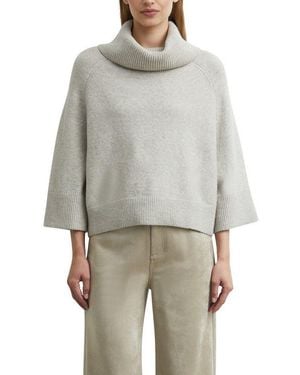 Comma, Rollkragenpullover Poncho-Pullover Mit Weitem Kragen, Loose Fit - Grau