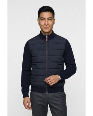 GANT Strickjacke Hybrid Zipped Cardigan Regular Fit Mit Stehkragen - Blau
