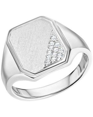 Firetti Fingerring Schmuck Geschenk Silber 925 Herrenring Silberring Siegelring, Mit Zirkonia (Synth) - Grau