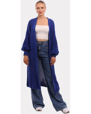 YC Fashion & Style Longstrickjacke Strickjacke Cardigan Verschlusslos mit Einschubtaschen - Blau