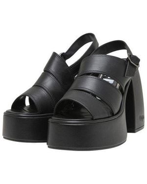 Buffalo Heart Multi Strap High-Heel-Pantolette - Schwarz