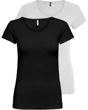 ONLY Rundhalsshirt ONLLIVELOVE LIFE /S O-NECK TOP (Packung, 2-tlg) - Schwarz