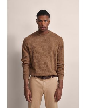 Bugatti Strickpullover mit Geflechtstruktur - Braun