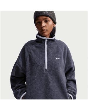 Nike Sweatshirt W Nk Chill Polar Os Fit Top Mit Rundhalsausschnitt, Aus Angerauter Sweatware - Schwarz