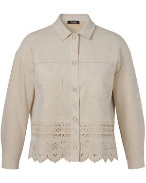 FRAPP Lederjacke (1-St) Große Größen - Weiß