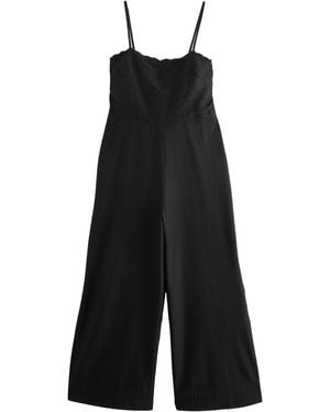 Next Jumpsuit Cornelli Overall mit weitem Bein und Leinen (1-tlg) - Schwarz
