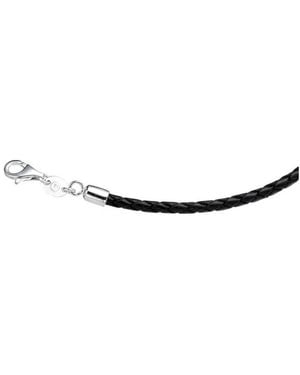 GIORGIO MARTELLO MILANO Kette Ohne Anhänger Lederband Geflochten, Silber 925 - Schwarz