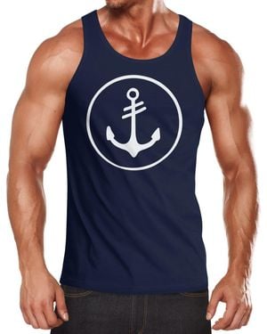 Neverless Tanktop Cooles Tank-Top Anker Kreis Segeln Meer Motiv mit Print - Blau