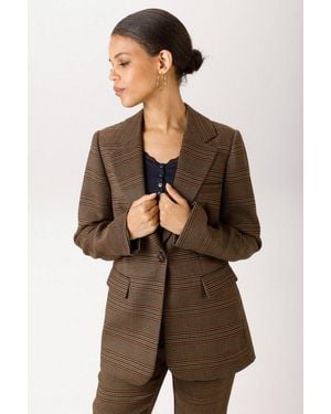 Aniston CASUAL Longblazer Im Trendigen Karo-Dessin - Braun