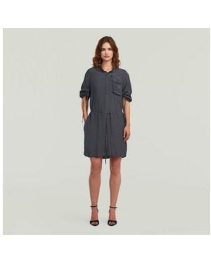 G-Star Blusenkleid Drs Fluid Dress Mit Verstellbaren Ärmeln, Regular Fit - Schwarz