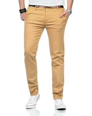 Maurelio Modriano Straight-Jeans mit Stretchanteil und passendem Gürtel - Natur