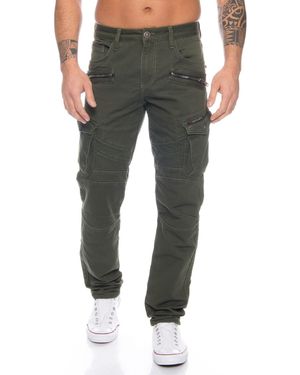 Cipo & Baxx Cargohose Cargo Jeans Hose im modernen Design Schicke Nahtverzierungen - Grün