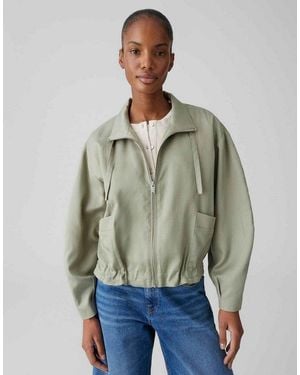 Opus Jackenblazer Urbaner Blouson Urbaner Blouson Loose Fit Weite Passform, Tunnelzug Im Saum, Ballonärmel - Grün