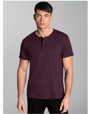 Trigema T-Shirt Knopfleiste aus Biobaumwolle (1-tlg) - Lila