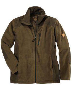 Hubertus Fleecejacke Übergröße hell-/dunkelbraun - Grün