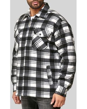 Egomaxx Blouson Fleece Hemd Holzfäller Jacke Kariert Gefüttert JOEY - Grau