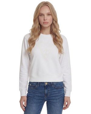 Guess Sweatshirt New Cn Basic Triangle Mit Tonalem Logodruck, Baumwollmix - Weiß
