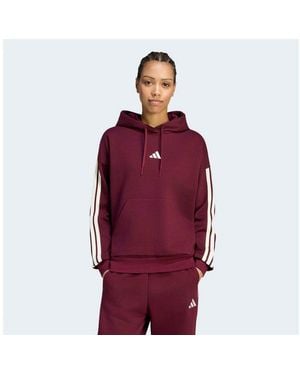 adidas Kapuzensweatshirt Essentials 3-Streifen Fleece Hoodie Mit Kapuze, Aus Superweichem Fleece - Rot