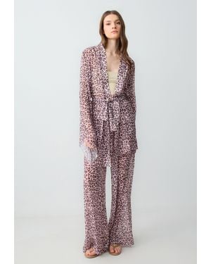 Jimmy Key Strickhose Losse geweven lichtroze broek - Mehrfarbig