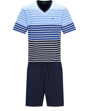 Hajo Pyjama Baumwolle (2 tlg) - Blau