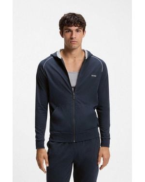 BOSS Kapuzensweatjacke Mix&Match Jacket H Mit Stickerei Auf Der Brust - Blau