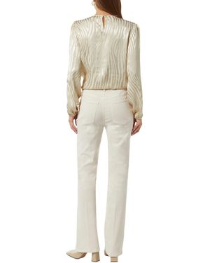 comma casual identity Langarmbluse Viskose-Bluse in Animal-Optik Raffung - Weiß