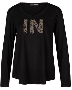 Doris Streich Langarmshirt Mit Metallplätchen-Motiv - Schwarz