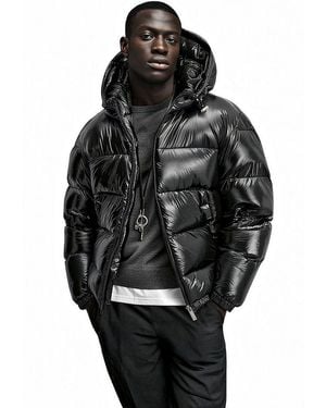 REPUBLIX Winterjacke Jordi Herren Glanz Puffer Winter Jacke Für Männer Mit Kapuze - Schwarz
