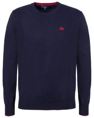 La Martina Rundhalspullover Mcs010 Herren Hoodie, Sweatshirt, Pulli, Strickpullover, Hoody - Blau