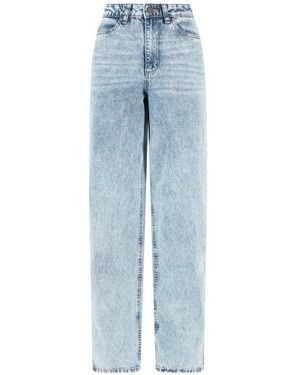 Urban Classics Bequeme Jeans Damen Ladies Wide Leg Slit Denim - Blau