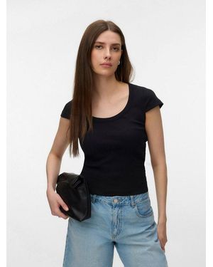 Vero Moda Kurzarmshirt Vmchloe Cs Short U-Neck Noos Baumwollmischung - Schwarz