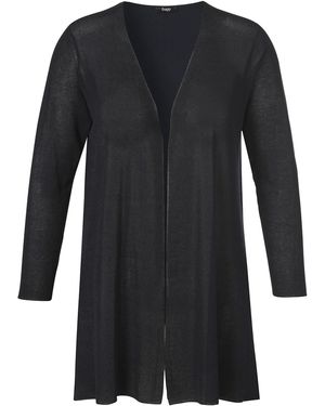 FRAPP Longstrickjacke mit Blusensaum hinten - Schwarz