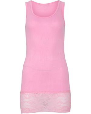 Muse Spitzentop Trägertop mit Spitzensaum 0518 - Pink