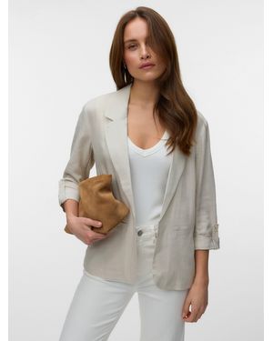 Vero Moda Longblazer VMROSIE 3/4 LOOSE BLAZER NOOS Viskosemischung, regular fit, mit Leinen - Weiß