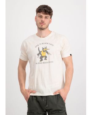 Alpha Industries Men - -Shirts Black Cats T-Shirt - Weiß