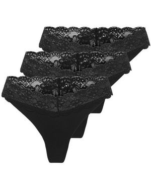ONLY Tanga Onlchloe Lace S.S Thong 3-Pack Acc (Packung, 3-St) - Schwarz