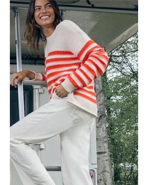 Cecil Strickpullover Gestreifter Bouclé Pullover (1-tlg) - Grau