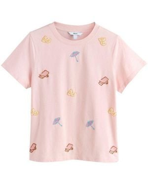 Next T-Shirt Kurzarm-T-Shirt Mit Verzierung, Liegestuhl (1-Tlg) - Pink
