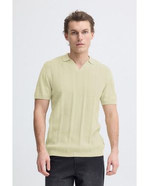 Blend Polokragenpullover Bhbaron Split Polo Ppnoos Aus Baumwolle, Regular Fit, Unifarben, Kurzarm, Mit V-Ausschnitt - Grün