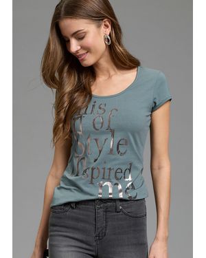 Laura Scott T-Shirt sehr figurbetonte Passform, mit Rundhalsausschnitt - Grau