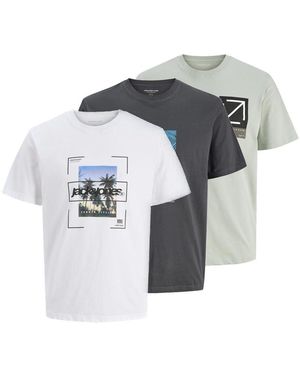 Jack & Jones & - Male - 3er-Pack Logo Rundhals T-Shirt - Grau